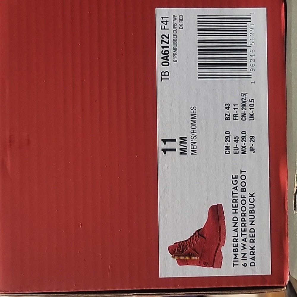 Timberland 6 Inch Premium Waterproof Boot Triple Red Mens New TB0A61Z2F41 - Picture 8 of 10
